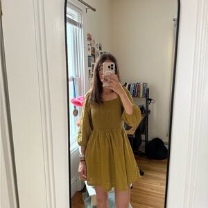 Lost + Wander Mustard 100% Cotton Mini Dress